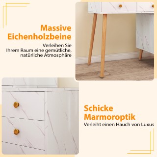 Costway Λευκή Τουαλέτα Μακιγιάζ με Φωτισμό και Αποσπώμενο Καθρέφτη,...