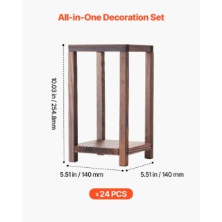 VEVOR Σετ 24 Ξύλινων Φαναριών Γάμου VEVOR, 140 x 140 x 254.8 mm, Κα...