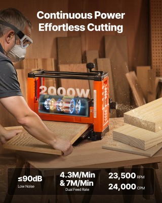 VEVOR Διταχυτή Πλανιστική Μηχανή Ξύλου, Εύρος 330 mm, Ισχύς 2000W T...