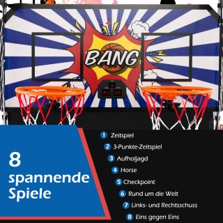 Costway  Πτυσσόμενο Παιδικό Παιχνίδι Μπάσκετ με Διπλή Μπασκέτα SP38...