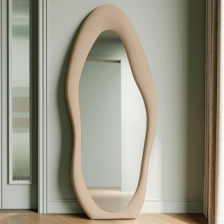 Shally Dogan Μεγάλος Κυματιστός Καθρέφτης με Βελούδινη Κάσα σε Χακί...