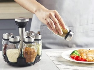 Verk Group Περιστρεφόμενο Οργανωτής Μπαχαρικών με 6 Γυάλινα Δοχεία ...