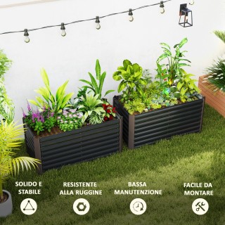 Outsunny  Υπερυψωμένο Παρτέρι Σετ 2 Ορθογώνια Κομμάτια χωρίς Πάτο, ...