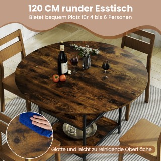 Costway Στρογγυλό Τραπέζι Φαγητού 120 εκ. για 4-6 Άτομα με 2 Επίπεδ... Costway Στρογγυλό Τραπέζι Φαγητού 120 εκ. για 4-6 Άτομα με 2 Επίπεδ...