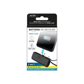 Power Bank 5000mAh με Θύρες Lightning & Type-C – Μαύρο HT0115 Be Mix