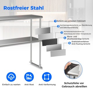 Costway  Ανοξείδωτη Διπλή Ραφιέρα Υπερυψωμένης Αντοχής και Ευελιξία...