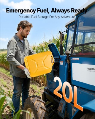 VEVOR Κίτρινο Μεταλλικό Δοχείο Καυσίμου 20L με Ρύγχη και Άνετη Λαβή...