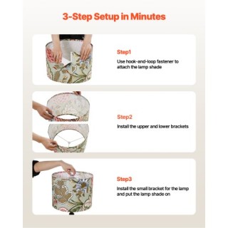 VEVOR Σετ 2 Στρογγυλά Καπέλα Λάμπας 13x13x10 εκ. (Σκούρο Λουλουδάτο...