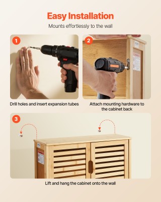 VEVOR Επιτοίχιο Ντουλάπι Μπάνιου με Δύο Πόρτες & Ρυθμιζόμενο Ράφι (...