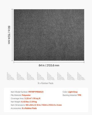 VEVOR Αντιολισθητικό Υπόστρωμα Χαλιού 1.52 x 2.13 m, Διπλής Επιφάνε...