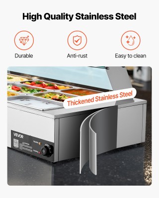 VEVOR Επαγγελματικός Θερμαντήρας Τροφίμων 1500W, Ανοξείδωτο Ατσάλι,...