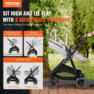 Καρότσι Μωρού VEVOR με Ρυθμιζόμενη Πλάτη & Αναστρέψιμο Κάθισμα, Ανο... Καρότσι Μωρού VEVOR με Ρυθμιζόμενη Πλάτη & Αναστρέψιμο Κάθισμα, Ανο...