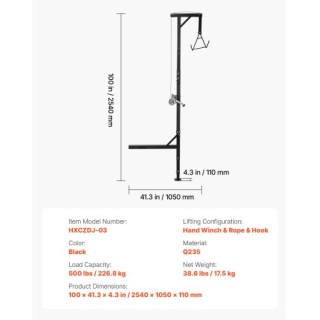 VEVOR Ανυψωτήρας Θηράματος Φορτηγού, Φορτίο 500 λίβρες, Περιστροφή ...