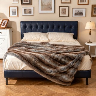 Costway Συνθετικό Ριχτάρι Γούνα Μαρτέν  σε Καφέ-Ταουπέ 38 x 190 x 9...