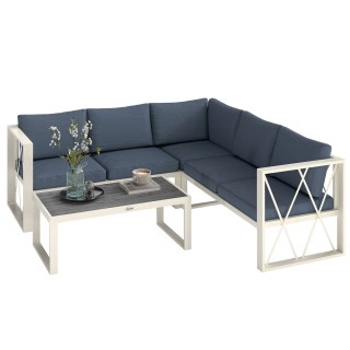 Outsunny Γωνιακός Κήπος Σαλονιού με Ανακλινόμενη Πολυθρόνα, 2 Καναπ...