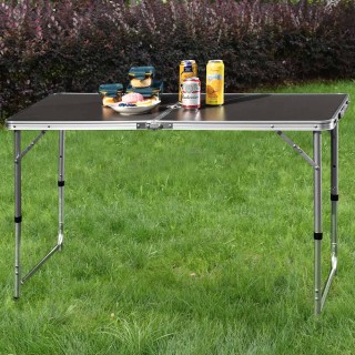 BAKAJI  Πτυσσόμενο τραπέζι κάμπινγκ πικνίκ με ρυθμιζόμενο ύψος, γκρ...