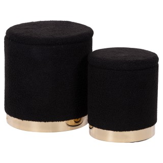 Galileo Σετ 2 Αποθηκευτικοί Πουφ με Υφασμάτινη Επένδυση σε Εφέ Τέντ...