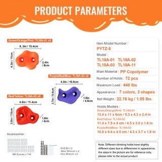 VEVOR 72 Χειρολαβές Αναρρίχησης για Εσωτερικό/Εξωτερικό Χώρο PYZJT... VEVOR 72 Χειρολαβές Αναρρίχησης για Εσωτερικό/Εξωτερικό Χώρο PYZJT...