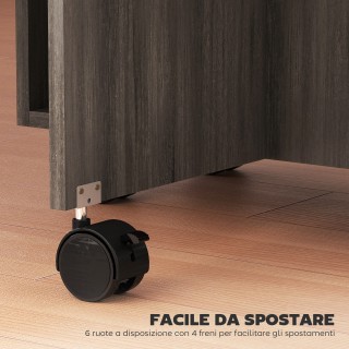 HOMCOM Τραπέζι με Αναδυόμενη Επιφάνεια με 6 Ρόδες και 2 Συρτάρια κα...