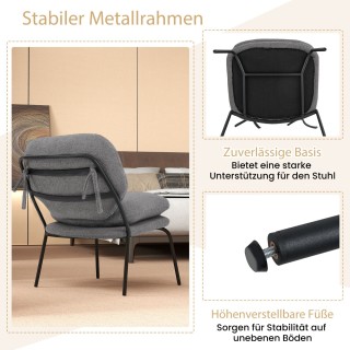 Costway Καρέκλα Χωρίς Μπράτσα με Μαλακό Ύφασμα Teddy-Fleece και Ανθ...