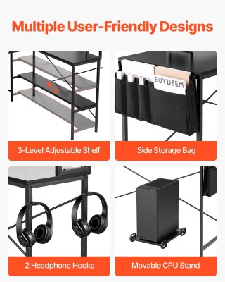 VEVOR Γραφείο Υπολογιστή σε Σχήμα L, 1.7μ, Αντιστρεπτή Γωνιακή Επιφ...