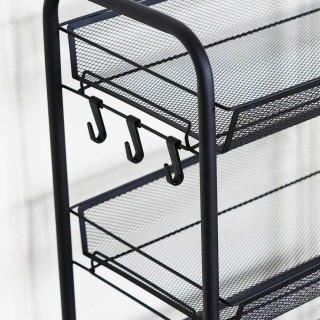 BAKAJI Πολυλειτουργικό Τροχήλατο Καρότσι Αποθήκευσης 4 Ραφιών Μαύρη...