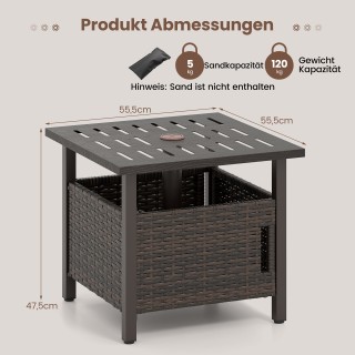 Costway Μικρό Αδιάβροχο Ρατάν Τραπέζι Κήπου με Οπή για Ομπρέλα NP12...