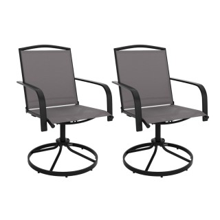 Costway Σετ 2 Περιστρεφόμενες Γκρι Καρέκλες Κήπου με Αδιάβροχο Ύφασ...