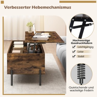 Costway Ρυθμιζόμενο σε ύψος τραπεζάκι σαλονιού με ανασηκούμενη επιφ...