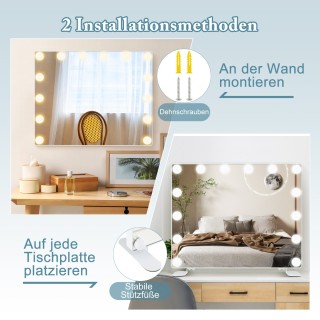 Costway  Φωτιζόμενος Καθρέφτης Μακιγιάζ με Ρυθμιζόμενα LED Φώτα και...