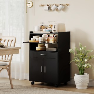 HOMCOM Βάση για Φούρνο Μικροκυμάτων Ξύλινη με Συρτάρι, Ντουλάπι με ...