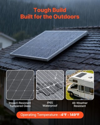 VEVOR Μονοκρυσταλλικό Ηλιακό Πάνελ 200W Υψηλής Απόδοσης για Αυτοκίν...