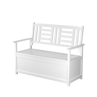 Costway Ξύλινο Λευκό Παγκάκι  Αποθήκευσης με Πλάτη & Μπράτσα για 2 ...