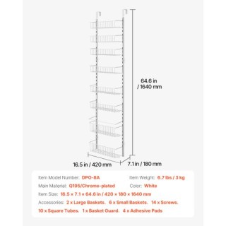 VEVOR 8-Επίπεδο Ρυθμιζόμενο Κρεμαστό Ράφι Αποθήκευσης Πόρτας Ντουλά... VEVOR 8-Επίπεδο Ρυθμιζόμενο Κρεμαστό Ράφι Αποθήκευσης Πόρτας Ντουλά...