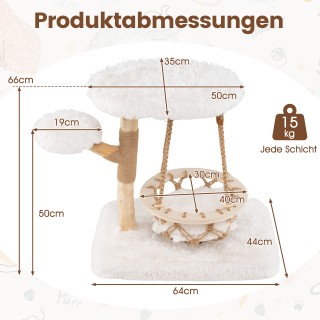 Costway Μοντέρνος Ξύλινος Ονυχοδρόμιο με Αιώρα και Sisal Στύλο για ...