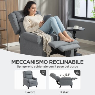 HOMCOM Πολυθρόνα Ξαπλώστρα 132° Μέγιστο, Υφασμάτινη με Εφέ Λινού κα...