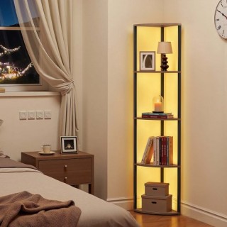 VEVOR Ράφι Γωνίας 5 Επιπέδων 29.5 x 29.5 x 162.6 cm με Φωτισμό LED ...