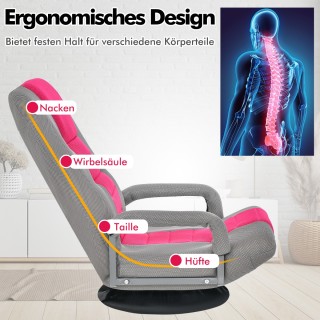 Costway  Πτυσσόμενη Καρέκλα Δαπέδου με Ρυθμιζόμενη Πλάτη & Περιστρο...