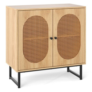 Costway Σταθερός Ντουλάπι Ρατάν με Ρυθμιζόμενο Ράφι και Μεταλλικά Π...