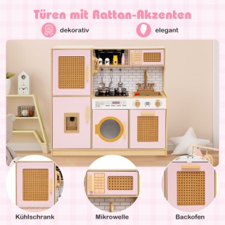 Costway Ξύλινη Παιδική Κουζίνα με Εφέ Ήχου & Φωτός TP10392PI Costway Ξύλινη Παιδική Κουζίνα με Εφέ Ήχου & Φωτός TP10392PI