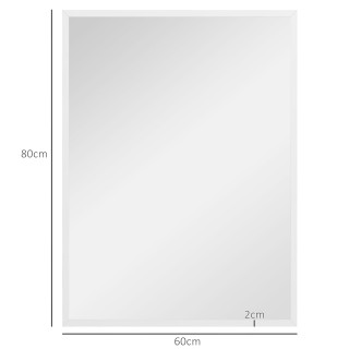 HOMCOM Ορθογώνιος Καθρέφτης Τοίχου με Γάντζους, από Γυαλί και MDF, ...