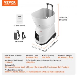 Φορητή Αυτόματη Μηχανή Εκτόξευσης Μπαλών Τένις VEVOR για Προπόνηση ... Φορητή Αυτόματη Μηχανή Εκτόξευσης Μπαλών Τένις VEVOR για Προπόνηση ...