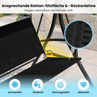 Costway 3-Θέσια Κούνια Κήπου 118 x 192 x 165 cm με Σκίαστρο & Πλάτη...