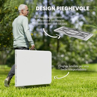 Outsunny Πτυσσόμενο Τραπέζι Κήπου με Λαβή, Ατσάλι και Πλαστικό, 180...