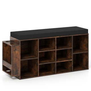 Costway Σκαμπό Παπουτσιών με Βάση για Ομπρέλες και Μαξιλαρωμένο Κάθ...