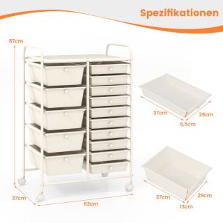 Costway Τροχήλατο Συρταριέρα με 15 Στοιβαζόμενα Συρτάρια και Μεταλλ... Costway Τροχήλατο Συρταριέρα με 15 Στοιβαζόμενα Συρτάρια και Μεταλλ...