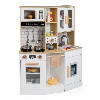 Costway Ξύλινη Παιδική Κουζίνα με Φως, Ήχο, Φούρνο, Νεροχύτη, Απορρ...