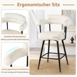 Costway Σετ 2 Σκαμπό Μπαρ με Επένδυση και Περιστρεφόμενο Κάθισμα 36...