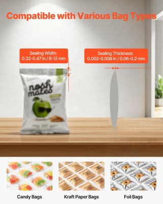 VEVOR Αυτόματη Σφραγιστική Μηχανή με Ρύθμιση Θερμοκρασίας για Πλαστ...