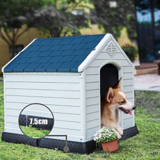 Costway Σπιτάκι Σκύλου με Υπερυψωμένο Πάτωμα Μπλε και Λευκό PS7065-S